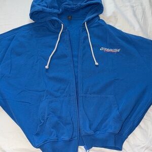 ONER ACTIVE Raw Lounge Oversize Zip-Up Hoodie in Retro Bluewith Small Chest Logo